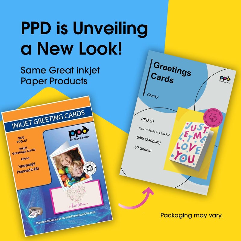 PPD Greeting Card Paper, Printable Greeting Cards for Inkjet Printer, 8.5 x 11 Blank Half Fold to 5.5 x 8.5 Custom Cards for Birthday, Wedding, Invitations, Thank You Note, Instant Dry (50 Sheets) - Image 2